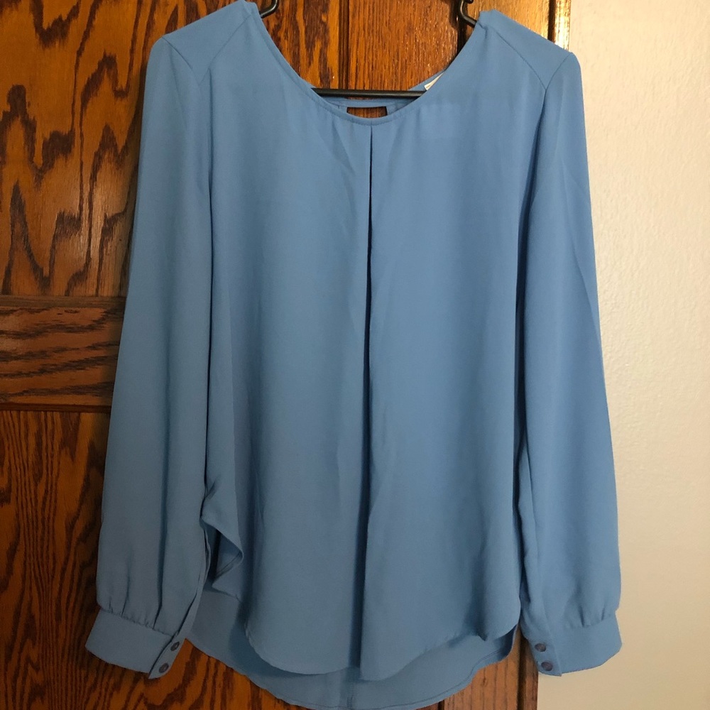 Blue Pleated Blouse